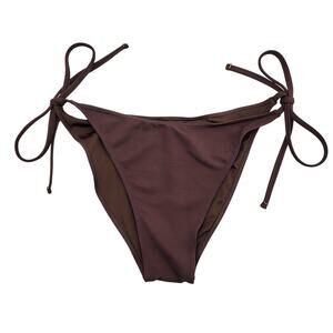 Wilo The Label Chocolate Brown Ribbed Side Tie Bikini Bottom Women’s Size L